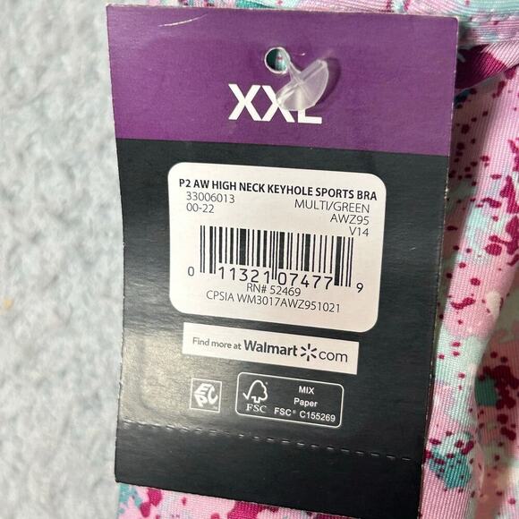 Athletic Works Bra Girls XXL Multicolor 2 Pack High Neck Keyhole Sports Bra NEW - Picture 7 of 9